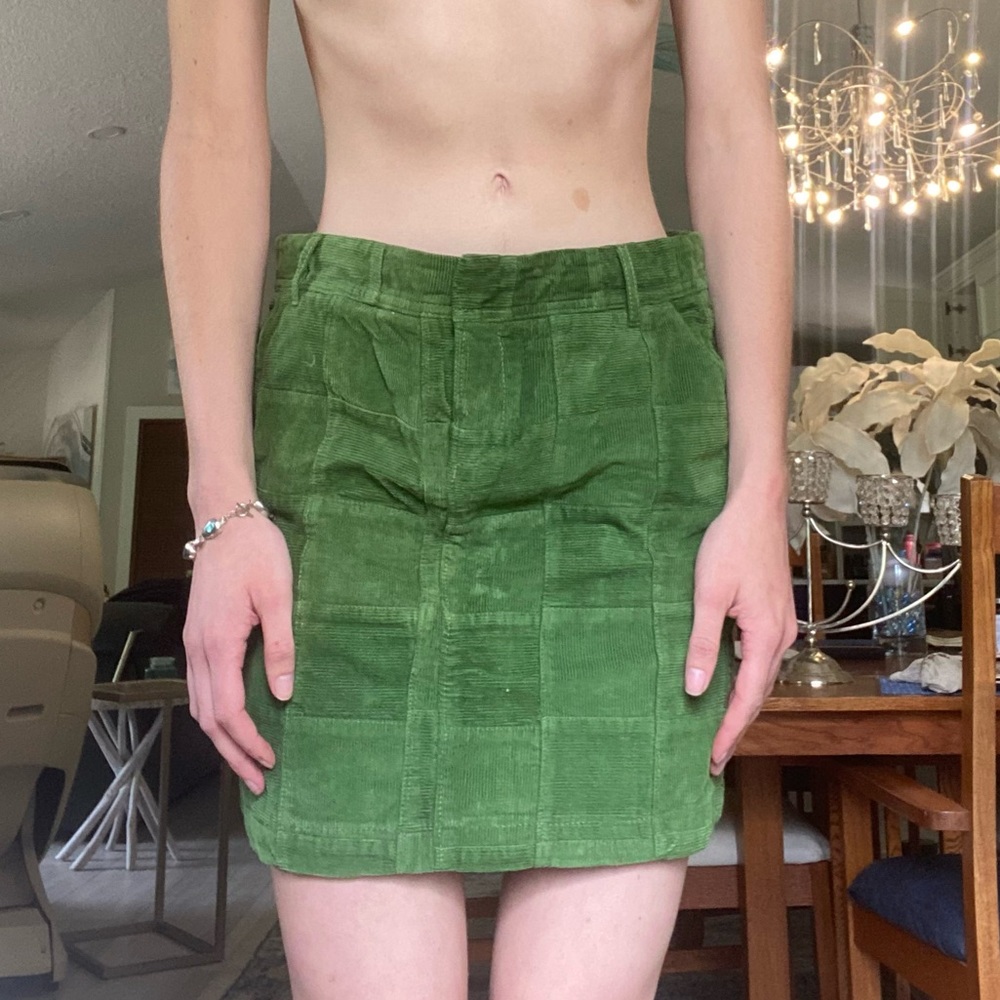 Green corduroy skirt